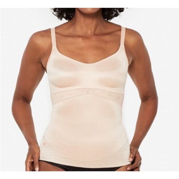 Ruby Ribbon Lace Full Support Cami 44 Beige Style #3024 Adjustable Shape Wear - Picture 1 of 14